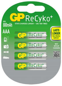 4 x akumulatorki GP ReCyko+ R03 AAA 800mAh - 2845486269