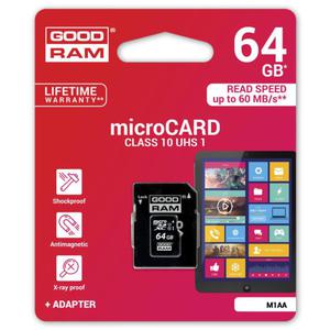 karta pami?ci GOODRAM microSDXC 64GB class 10 UHS-I + adapter SD