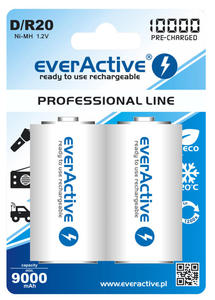 2x akumulatorki everActive R20/D Ni-MH 10000 mAh ready to use - 2844374054