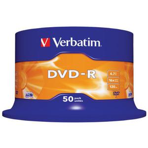 P?yty DVD-R 4,7GB 16X Verbatim cake 50 - 2845240061