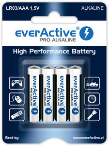 4 x baterie alkaliczne everActive Pro LR03 / AAA (blister) - 2840777483