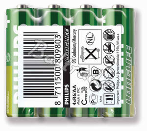 4 x bateria cynkowo-w?glowa Philips LongLife R6 AA (taca) - 2854127373