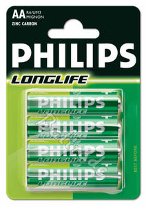 4 x bateria cynkowo-w?glowa Philips LongLife R6 AA (blister) - 2848504966