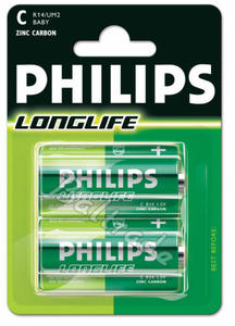 2 x bateria cynkowo-w?glowa Philips LongLife R14 C (blister) - 2845240065