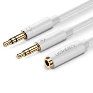 UGREEN AV140 Rozdzielacz audio AUX suchawki + mikrofon do kabel mini jack 3,5 mm, 28cm (biay) - 2875662071