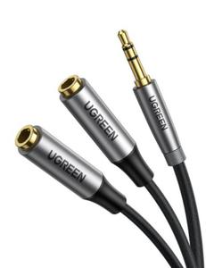 Rozdzielacz audio AUX UGREEN AV191, kabel jack 3.5mm, 20cm (szary) - 2875662104