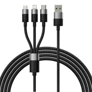 Kabel USB 3w1 Baseus StarSpeed, USB-C + micro USB + Lightning, 3,5A, 1.2m (czarny) - 2877152506