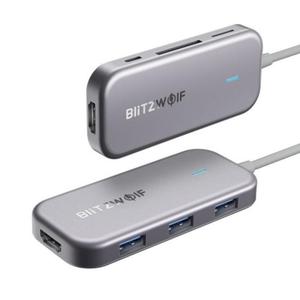 Adapter 7w1 Blitzwolf BW-TH5 Hub USB-C do 3xUSB 3.0, HDMI, USB-C PD, SD, microSD - 2873512767