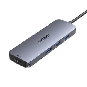 Adapter Hub MOKiN 8w1 USB-C do 2x 4K 60Hz HDMI + USB-C + 3x USB 3.0 + SD + Micro SD (srebrny) - 2877937146