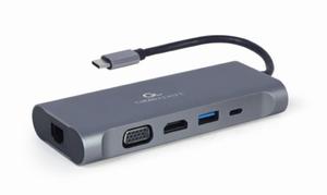 GEMBIRD MULTI ADAPTER USB TYPE-C 7 W 1 (HUB3.0 + HDMI + VGA + PD + CZYTNIK KART + DWIK STEREO), SZARY - 2878598828