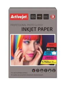 Activejet AP6-260GR200 Papier fotograficzny byszczcy; 10x15; (A6; 200 szt.) - 2878150147