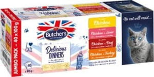 BUTCHER'S Delicious Dinners Jumbo Pack - mokra karma dla kota - 40x100 g - 2878271123