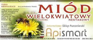 Paczka etykiet na MIÓD MIÓD WIELOKWIATOWY (100szt) - wzór E21 - Paczka etykiet...