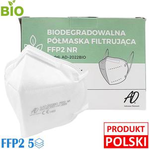 Maski FFP2 Polskie 5-Warstwowe, BFE >95%, 2 Filtry, Biodegradowalne - 2867661830