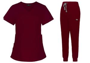 Model 42037, komplet medyczny damski Scrubs - bordo - 2877541476