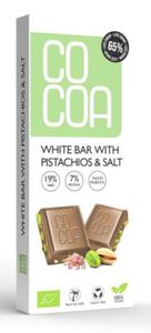 Tabliczka biaa z pistacjami i sol 60 % mniej cukru bio 40 g - cocoa - 2878613764