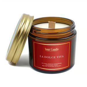 wieca sojowa zapachowa z drewnianym knotem la dolce vita 120 ml - your candle - 2878870569