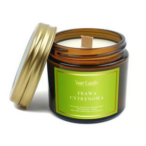 wieca sojowa zapachowa z drewnianym knotem trawa cytrynowa 120 ml - your candle - 2878870578