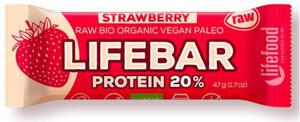 Baton truskawkowy proteinowy z biakiem ryowym bio 47 g - lifefood