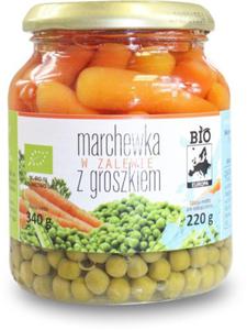 Marchewka w zalewie z groszkiem w soiku bio 340 g 220 g - bio europa - 2873684494