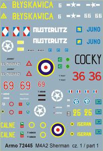 Armo 72445 - M4A2 Sherman cz.1 (kalkomania 1/72) - 2824104356