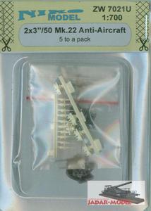 1:700 Niko Model ZW7021U 2x3"/50 Mk.22 Anti-Aircraft - 2824105737