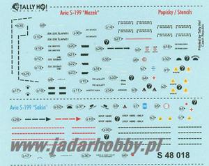 Tally Ho! S48018 Avia S-199 Mezek Stencils (1/48) - 2824108047