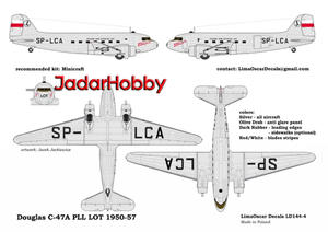 LimaOscar Decals LD144-04 Douglas C-47A PLL LOT 1950-56 (1/144) - 2824108462