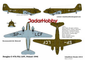 LimaOscar Decals LD144-05 Douglas C-47A PLL LOT 1946-47 (1/144) - 2824108465