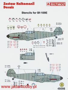 Techmod 48098 Messerschmitt Bf-109E Stencils (1/48) - 2824108968