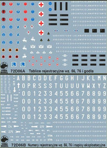 ToRo 72D06 Tablice rejestracyjne wz.56, 76, goda i napisy eksploatacyjne pojazdw Wojska Polskiego (1/72) - 2824109594