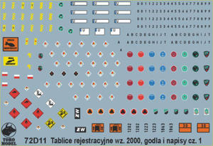 ToRo 72D11 Tablice rejestracyjne wz.2000, goda i napisy eksploatacyjne pojazdw Wojska Polskiego cz.1 (1/72) - 2824110549