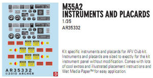 Archer AR35332 M35A2 instruments & placards (1/35) - 2824110633