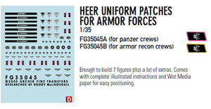 Archer FG35045B Heer Uniform Patches, Armored Recon (1/35) - 2824110907