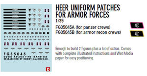 Archer FG35045A Heer Uniform Patches, Panzer crews (1/35) - 2824110912