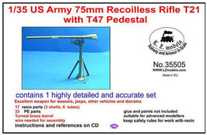 LZ Models 35505 - 1:35 75mm Recoilless Rifle T21 with T47 Pedestal - 2824111886