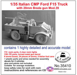 LZ Models 35410 - 1:35 CMP Ford F15 Truck w/20mm Breda Gun Mod.39 - 2824111899