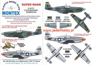 Montex K32177 P-51B Mustang (Trumpeter) (1/32) SUPER MASK - 2824112861