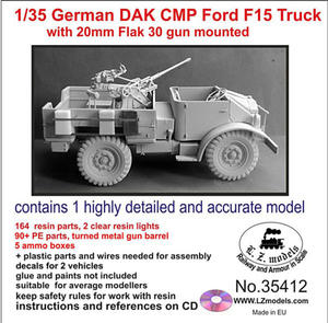 LZ Models 35412 German CMP Ford F15 Truck with 20mm Flak 30 gun mounted (1/35) - 2824113009