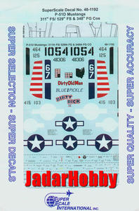 SuperScale 48-1192 P-51D Mustangs 311th FS/ 529th FS & 348th FG Cos (1/48) - 2824113363