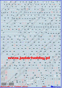 Begemot 72-021 Mikoyan MiG-21 "Fishbed" stencil (1:72) - 2824113780