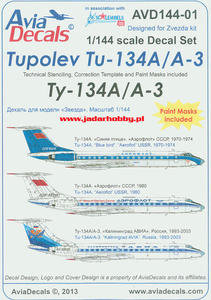 AviaDecals AVD144-01 Tupolev Tu-134A/A-3 (1:144) - 2824113825