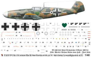 Peddinghaus 2603 1:48 Bf 109 F-2 Pilot: Technischer Offizier Stab JG 52 Oblt. Werner Pichon-Kalau vom Hofe, Juni 1941 - 2824113946