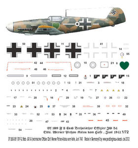 Peddinghaus 2604 1:72 Bf 109 F-2 Pilot: Technischer Offizier Stab JG 52 Oblt. Werner Pichon-Kalau vom Hofe, Juni 1941 - 2824113947