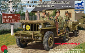 Bronco CB-35106 US GPW 1/4 ton 4x4 Utility Truck (mod.1942) w/10 CTW Trailer & Airborne Crew (1/35) - 2824114107