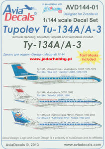 AviaDecals AVD144-02 Tupolev Tu-134UBL (1:144) - 2824106864