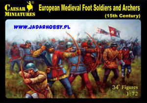 Caesar History 088 European Miedieval Foot Soldiers and Archers - 15th century (1/72) - 2824114474