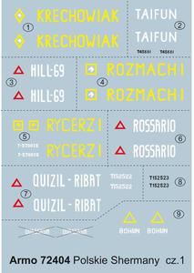 Armo 72404 - Polskie Shermany cz.1 (kalkomania 1/72)