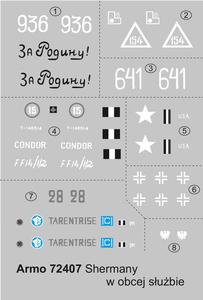 Armo 72407 - Shermany w obcej subie (kalkomania 1/72) - 2824099313