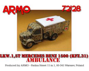 Armo 72128 - Mercedes 1500 Ambulans (1/72) - 2824101802